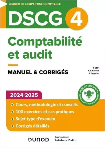 DSCG 4 - Comptabilité et audit - Manuel 2024-2025 - Robert Obert, Marie-Pierre Mairesse, Arnaud Desenfans - Dunod