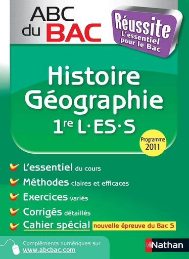 ABC DU BAC Réussite Histoire - Géographie 1re L.ES.S - Noëlle Blanchenoix - Nathan