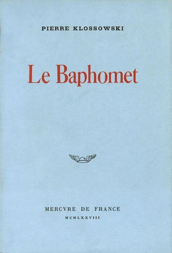 Le Baphomet - Pierre Klossowski - Le Mercure de France