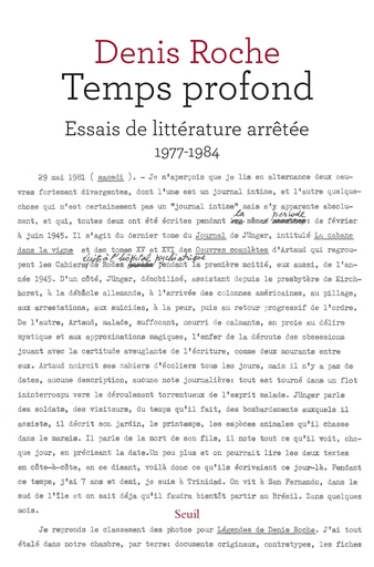 Temps profond - Essais de littérature arrêtée 1977-1984 - Denis Roche - Editions du Seuil