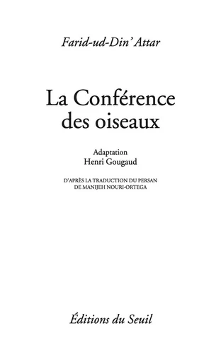 Conférence des oiseaux (La) - Farid-ud-Din' Attar - Éditions Points