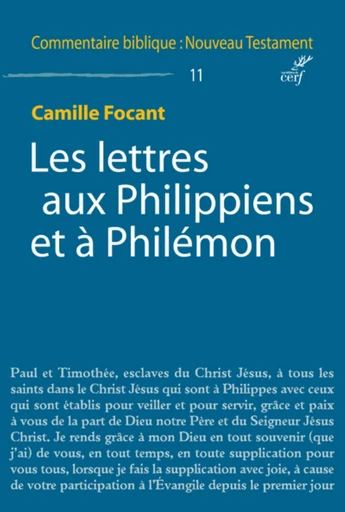 LES LETTRES AUX PHILIPPIENS ET À PHILÉMON -  FOCANT CAMILLE - Editions du Cerf