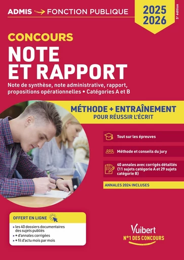 Note et Rapport - Méthode et entraînement intensif - 40 annales corrigées - Catégories A et B - Olivier Bellégo, Fabienne Geninasca - Vuibert