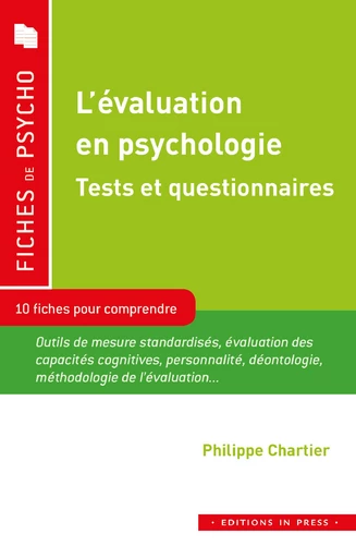 L’évaluation en psychologie - Philippe Chartier - Éditions In Press