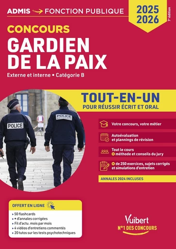 Concours Gardien de la paix - Catégorie B - Tout-en-un - 20 tutos + fil d'actu offerts - François Lavedan - Vuibert