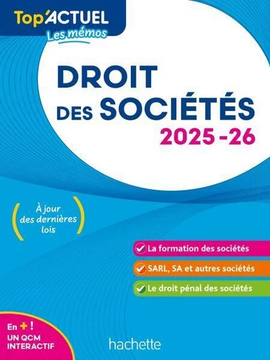 Top'Actuel Droit des sociétés 2025-2026 - Elise Grosjean-Leccia, Christiane Lamassa, Marie-Claude Rialland - Hachette Éducation