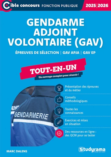 Gendarme adjoint volontaire (GAV) : Épreuves de sélection - Tout-en-un - Édition 2025-2026 - Marc Dalens - Studyrama