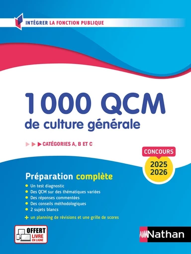 1 000 QCM de culture générale 2025/2026 - Concours de catégories A, B et C - EPUB - Pascal Joly - Nathan